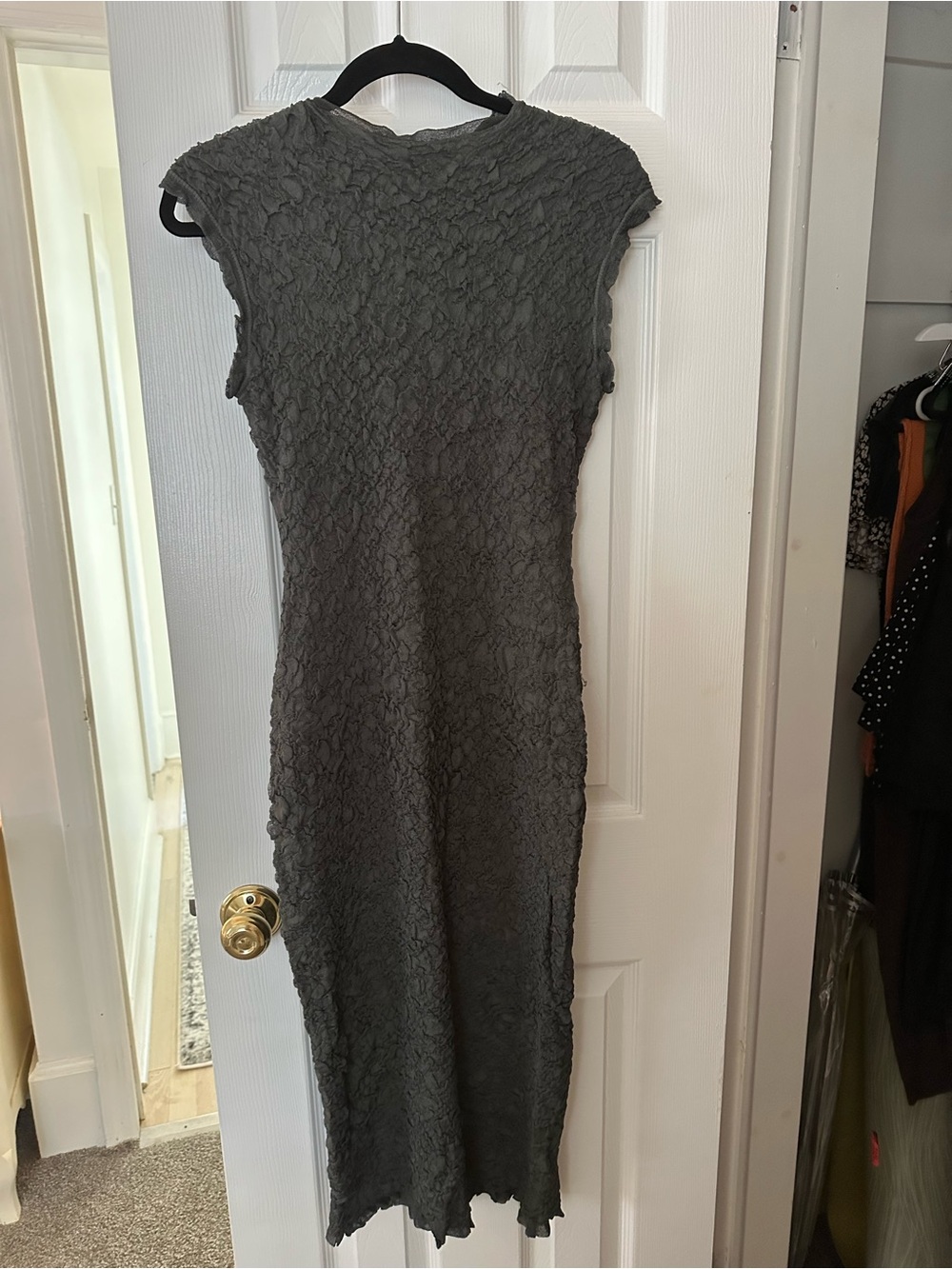 Zara Gray Textured Maxi Dress